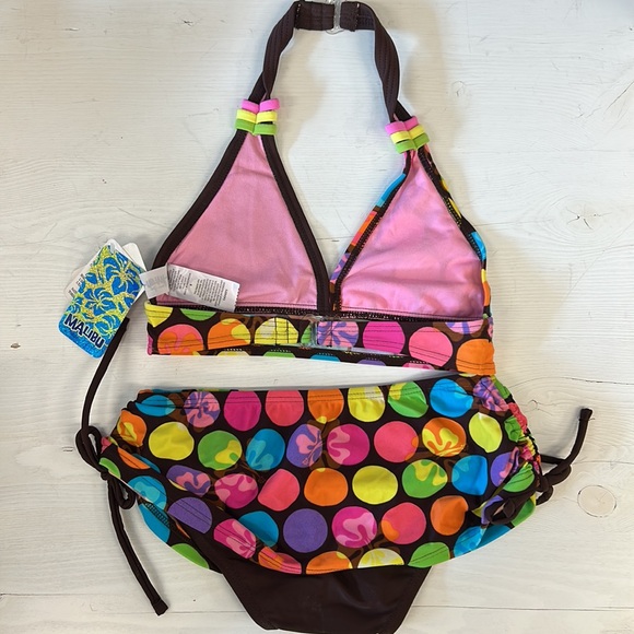 NWT MALIBU Brown Hibiscus Triangle Bikini - Picture 4 of 7